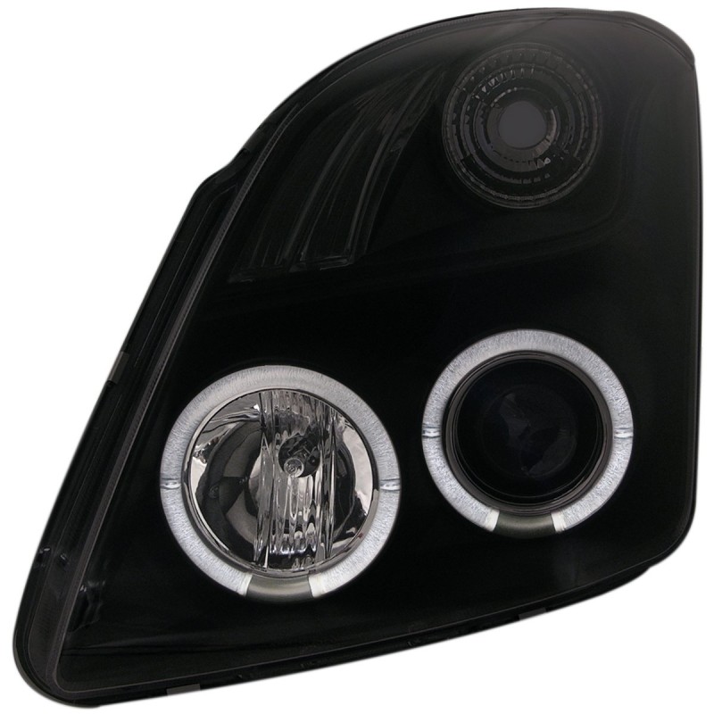 Φανάρια εμπρός Suzuki Swift (2005-2010) angel eyes - μαύρα , με λάμπες (Η1) - σετ 2τμχ.