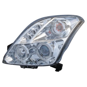 Φανάρια εμπρός Suzuki Swift (2005-2010) angel eyes - chrome , με λάμπες (Η1) - σετ 2τμχ.