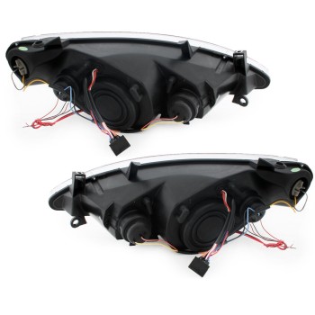 Φανάρια εμπρός Peugeot 307 (2001-2005) angel eyes, με ηλεκ.ρύθμιση , με λάμπες (Η1) - σετ 2τμχ.