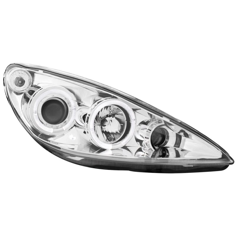 Φανάρια εμπρός Peugeot 307 (2001-2005) angel eyes, με λάμπες (Η1) - σετ 2τμχ.