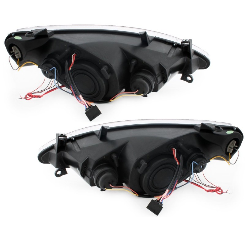 Φανάρια εμπρός Peugeot 307 (2001-2005) angel eyes, με λάμπες (Η1) - σετ 2τμχ.