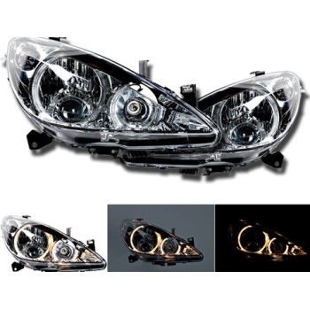 Φανάρια εμπρός Peugeot 307 (2001-2005) angel eyes, χωρίς λάμπες (Η7) - σετ 2τμχ.