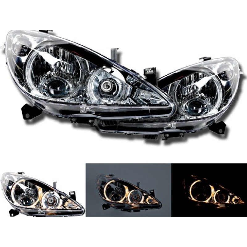 Φανάρια εμπρός Peugeot 307 (2001-2005) angel eyes, χωρίς λάμπες (Η7) - σετ 2τμχ.