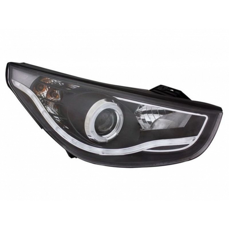 Φανάρια εμπρός Hyundai Tucson (2010-2013) led angel eyes - chrome , με λάμπες (Η1) - σετ 2τμχ.
