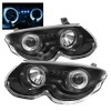 Φανάρια εμπρός Chrysler 300M (1999-2004) angel eyes με led - μαύρα , με λάμπες (Η1) - σετ 2τμχ.