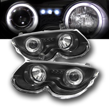 Φανάρια εμπρός Chrysler 300M (1999-2004) angel eyes με led - μαύρα , με λάμπες (Η1) - σετ 2τμχ. Φανάρια εμπρός Chrysler 300M (1999-2004) angel eyes με led - μαύρα , με λάμπες (Η1) - σετ 2τμχ.