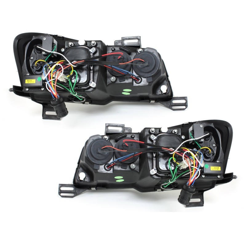 Φανάρια εμπρός Fiat Stilo 3 πορτο (2001-2008) led - μαυρα , με λάμπες (Η1) - σετ 2τμχ.
