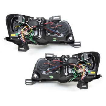Φανάρια εμπρός Fiat Stilo 3 πορτο (2001-2008) led - chrome , με λάμπες (Η1) - σετ 2τμχ.
