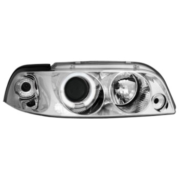 Φανάρια εμπρός Fiat Punto (1993-1999) angel eyes - chrom , με λάμπες (Η1) - σετ 2τμχ.