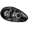 Φανάρια εμπρός Fiat Grande Punto (2005-2008) angel eyes - μαύρα , με λάμπες (Η1) - σετ 2τμχ.