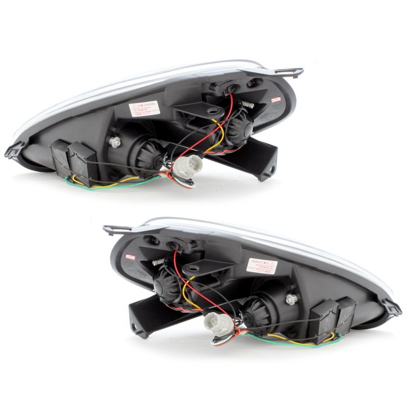 Φανάρια εμπρός Fiat Grande Punto (2005-2008) led - χρωμίου , με λάμπες (Η1) - σετ 2τμχ.