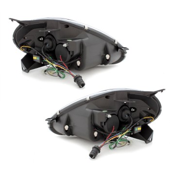 Φανάρια εμπρός Fiat Grande Punto (2005-2008) led - black , με λάμπες (Η1) - σετ 2τμχ.