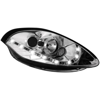 Φανάρια εμπρός Fiat Bravo (2007-2015) led - chrome , με λάμπες (Η1) - σετ 2τμχ.