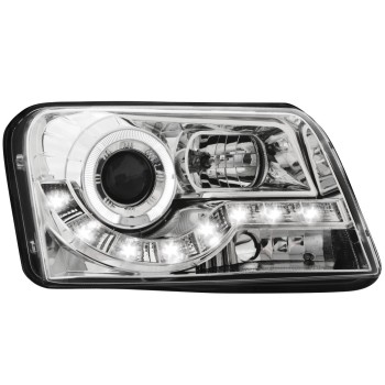 Φανάρια εμπρός Fiat Panda (2003-2009) led - chrome , με λάμπες (Η1) - σετ 2τμχ.