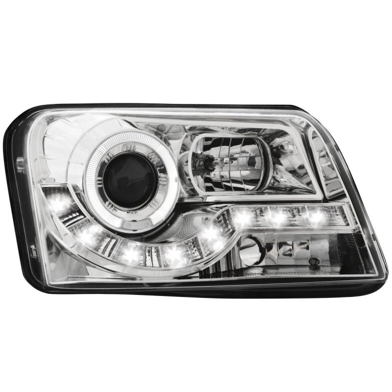 Φανάρια εμπρός Fiat Panda (2003-2009) led - chrome , με λάμπες (Η1) - σετ 2τμχ.