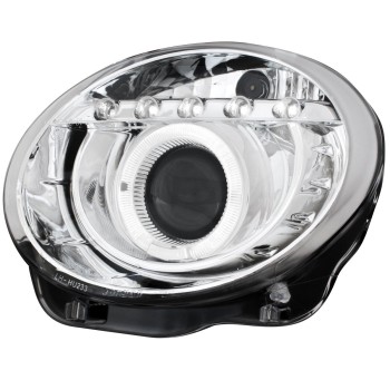 Φανάρια εμπρός Fiat 500 (2007-2015) led - chrome , με λάμπες (Η1) - σετ 2τμχ.
