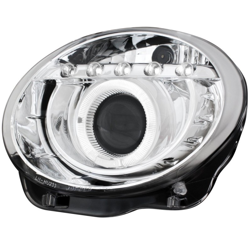 Φανάρια εμπρός Fiat 500 (2007-2015) led - chrome , με λάμπες (Η1) - σετ 2τμχ.