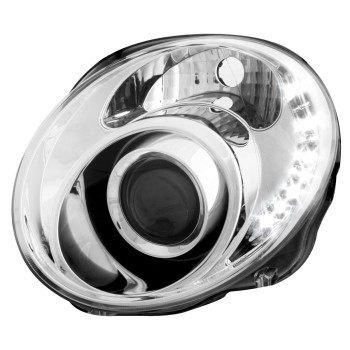 Φανάρια εμπρός Fiat 500 (2007-2015) led Dayline - chrome , με λάμπες (Η1) - σετ 2τμχ.
