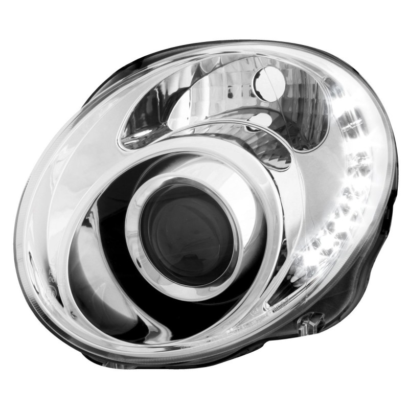 Φανάρια εμπρός Fiat 500 (2007-2015) led Dayline - chrome , με λάμπες (Η1) - σετ 2τμχ.