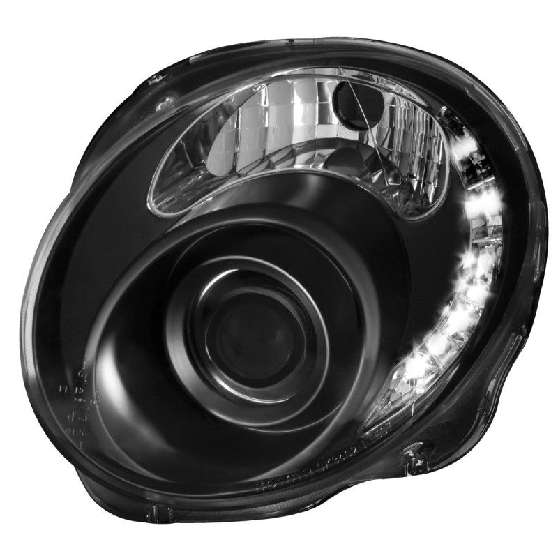 Φανάρια εμπρός Fiat 500 (2007-2015) led Dayline - μαύρο , χωρίς λάμπες (Η7) - σετ 2τμχ.