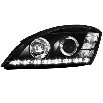 Φανάρια εμπρός Kia Ceed (2006-2009) led , μαύρα , με λάμπες (Η1) - σετ 2τμχ.