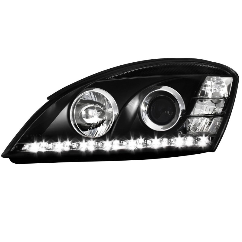Φανάρια εμπρός Kia Ceed (2006-2009) led , μαύρα , με λάμπες (Η1) - σετ 2τμχ.