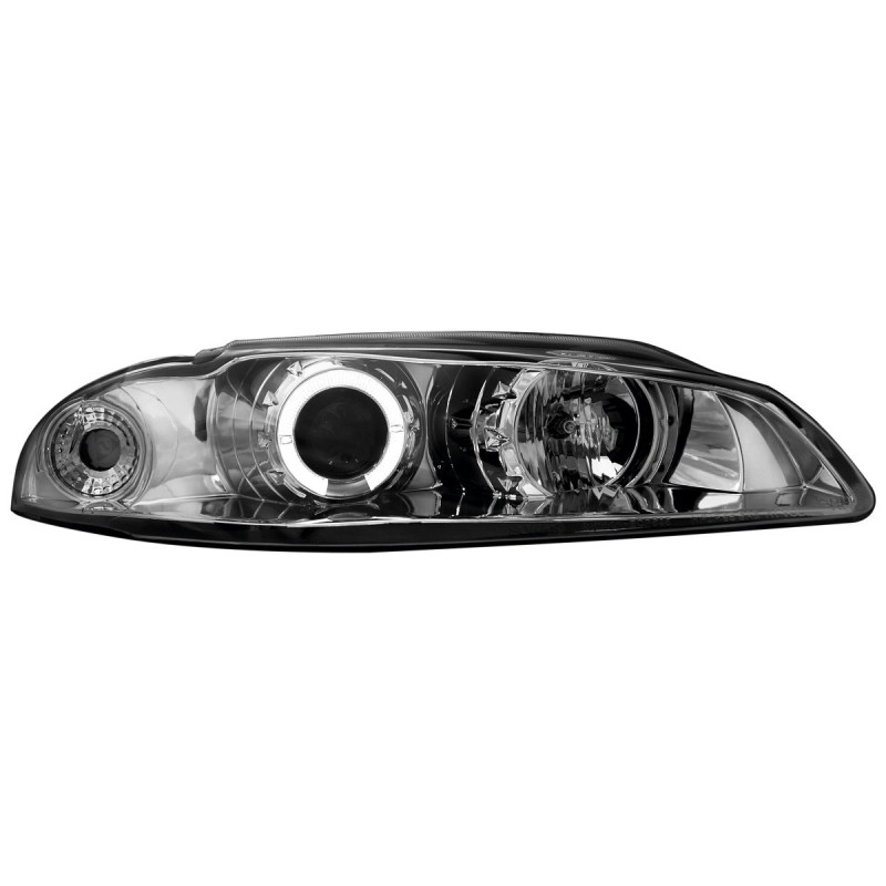 Φανάρια εμπρός Mitsubishi Eclipse (1995-1999) angel eyes - chrome , με λάμπες (Η1) - σετ 2τμχ.
