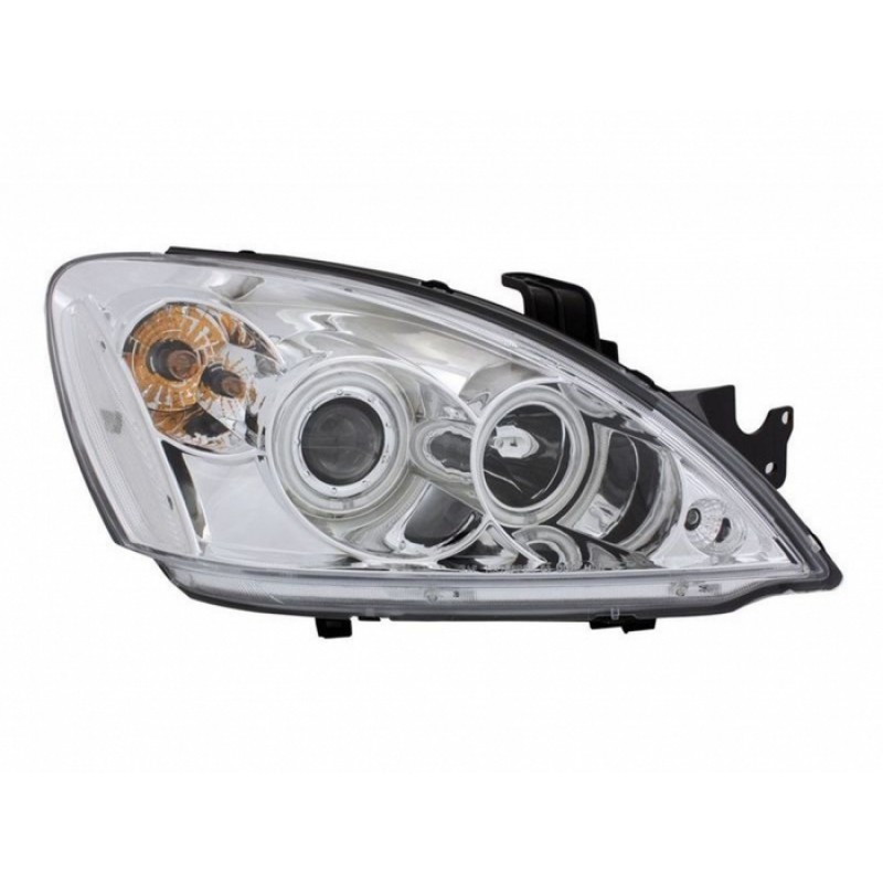 Φανάρια εμπρός Mitsubishi Lancer (2004-2007) angel eyes - chrome , με λάμπες (Η1) - σετ 2τμχ.
