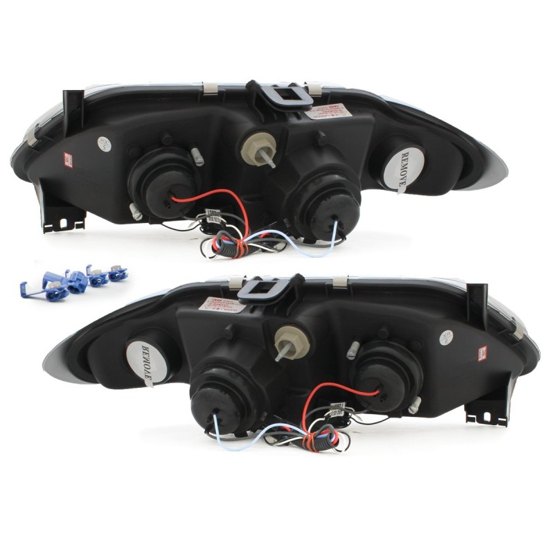 Φανάρια εμπρός Renault Megane / Renault Scenic 3/5 πορτο (1996-1999) angel eyes - μαύρα , με λάμπες (Η1) - σετ 2τμχ.