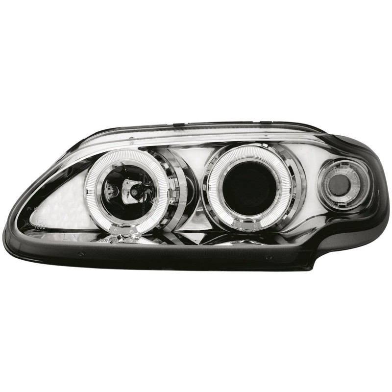 Φανάρια εμπρός Renault Megane / Renault Scenic 3/5 πορτο (1996-1999) angel eyes - chrome , με λάμπες (Η1) - σετ 2τμχ.