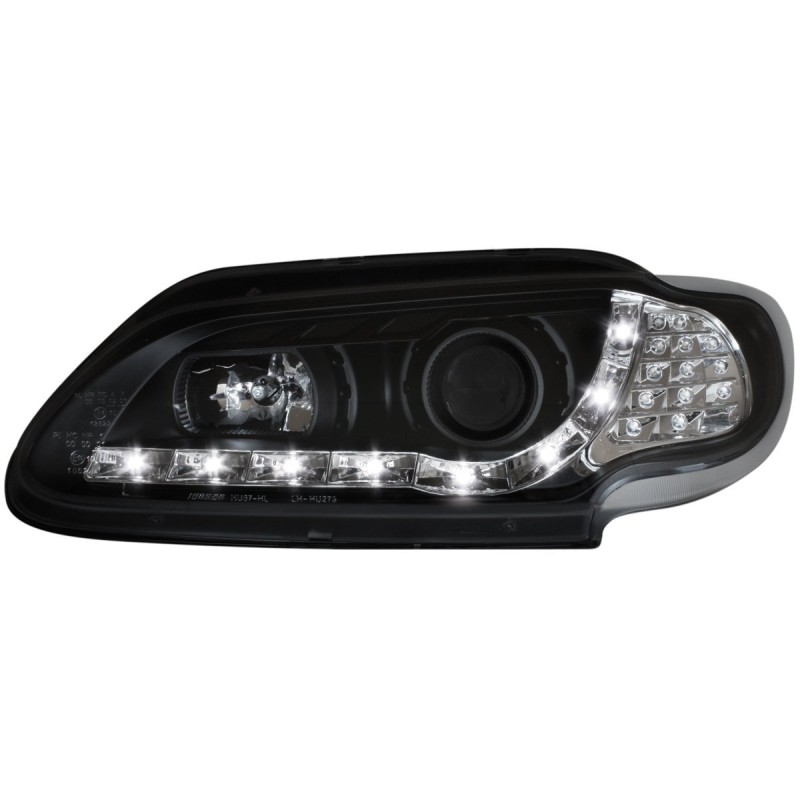 Φανάρια εμπρός Renault Megane 3 πορτο (1996-1999) led - μαύρα , με λάμπες (Η1) - σετ 2τμχ.