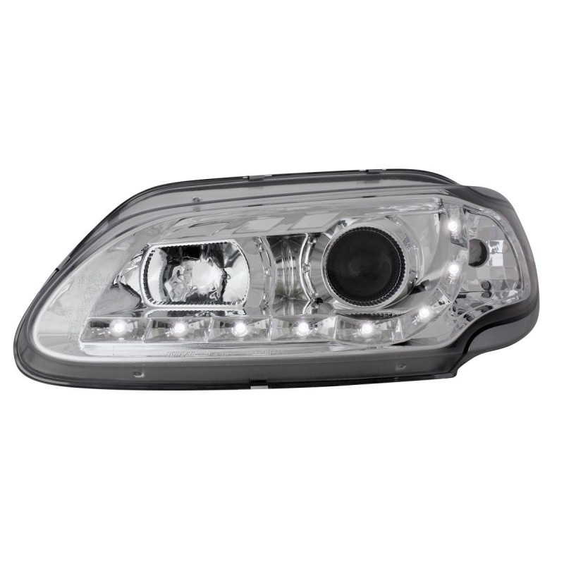 Φανάρια εμπρός Renault Megane (1996-1999) led - chrome , με λάμπες (Η1) - σετ 2τμχ.