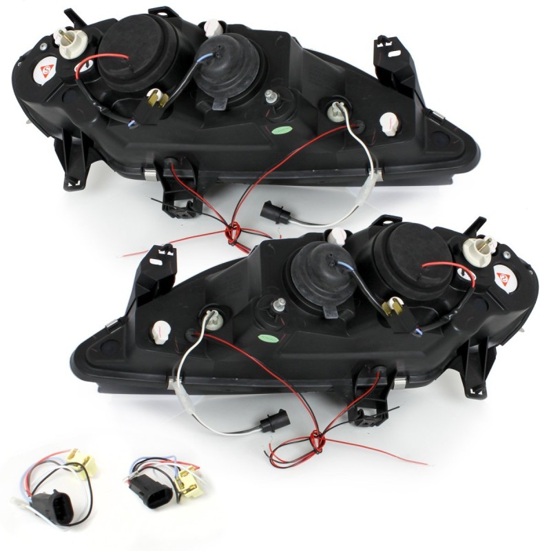 Φανάρια εμπρός Renault Megane (1999-2001) angel eyes - chrome , με λάμπες (Η1) - σετ 2τμχ.