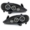 Φανάρια εμπρός Renault Megane (1999-2001) angel eyes, μαύρα , με λάμπες (Η1) - σετ 2τμχ.