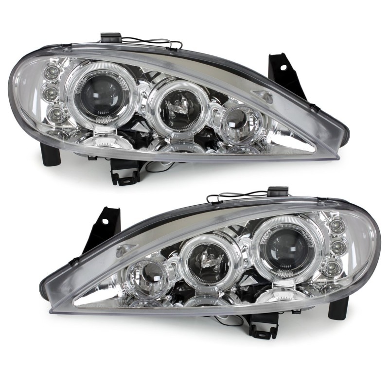 Φανάρια εμπρός Renault Megane (1999-2001) angel eyes, με λάμπες (Η1) - σετ 2τμχ.