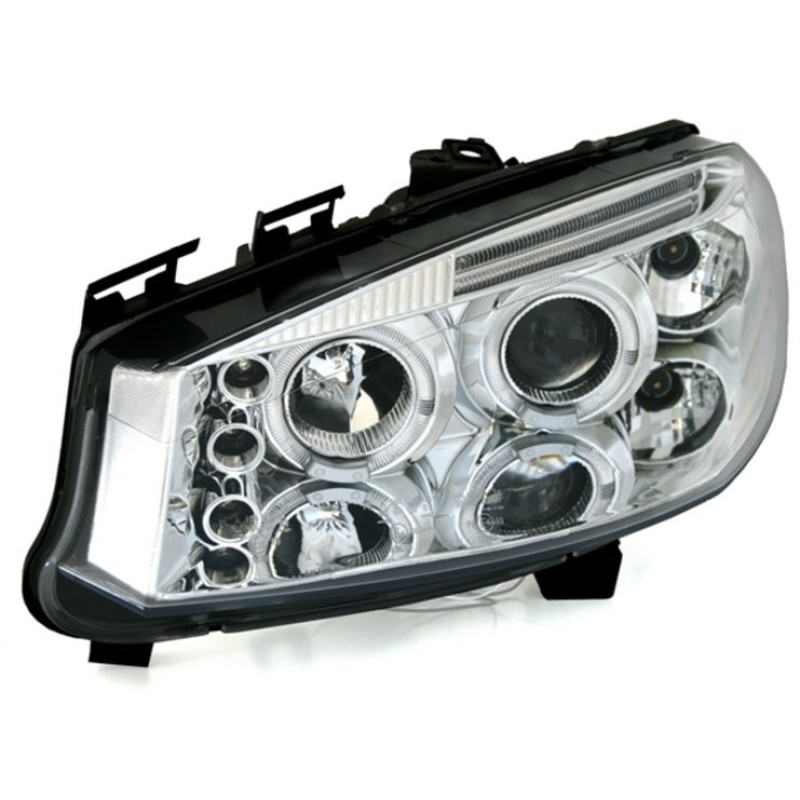 Φανάρια εμπρός Renault Megane (2002-2005) angel eyes, με λάμπες (Η1) - σετ 2τμχ.