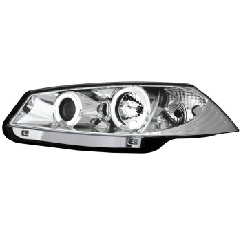 Φανάρια εμπρός Renault Megane (2002-2005) angel eyes, chrome , με λάμπες (Η1) - σετ 2τμχ.