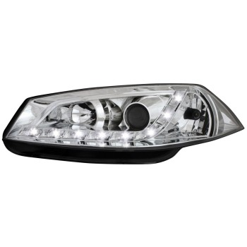 Φανάρια εμπρός Renault Megane (2002-2005) led - chrome , με λάμπες (Η1) - σετ 2τμχ.