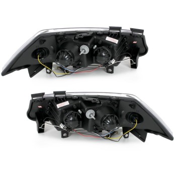 Φανάρια εμπρός Renault Megane (2002-2005) led - chrome , με λάμπες (Η1) - σετ 2τμχ.