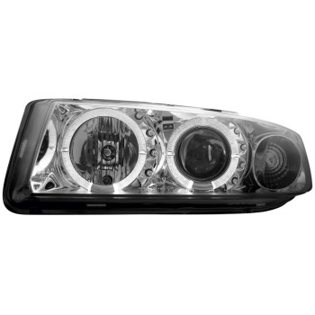 Φανάρια εμπρός Seat Leon /Toledo (1999-2004) angel eyes - chrome , με λάμπες (Η1) - σετ 2τμχ.