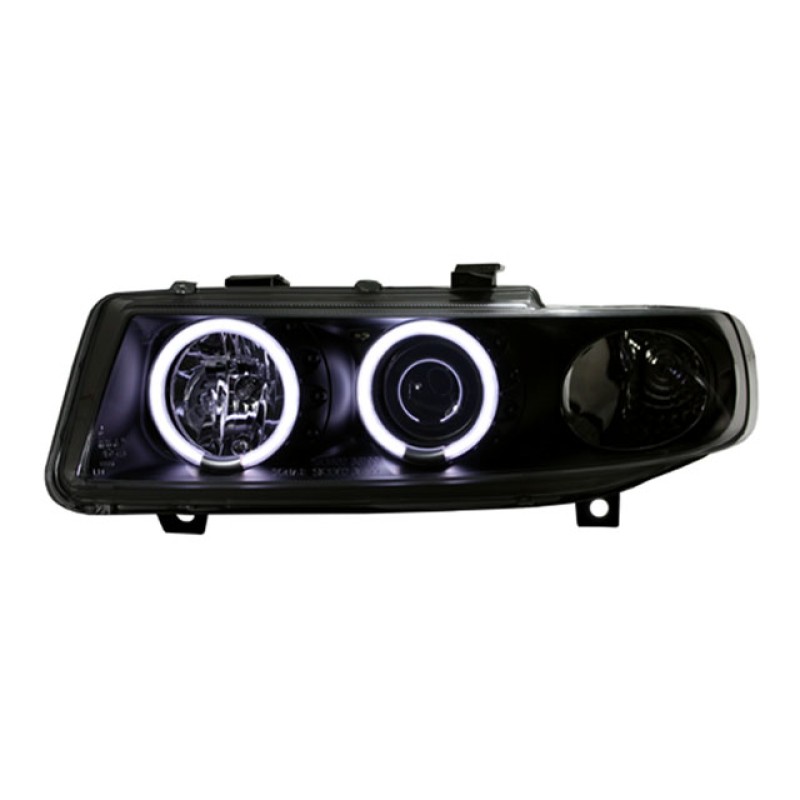 Φανάρια εμπρός Seat Leon /Toledo (1999-2004) angel eyes - μαύρα , με λάμπες (Η1) - σετ 2τμχ.
