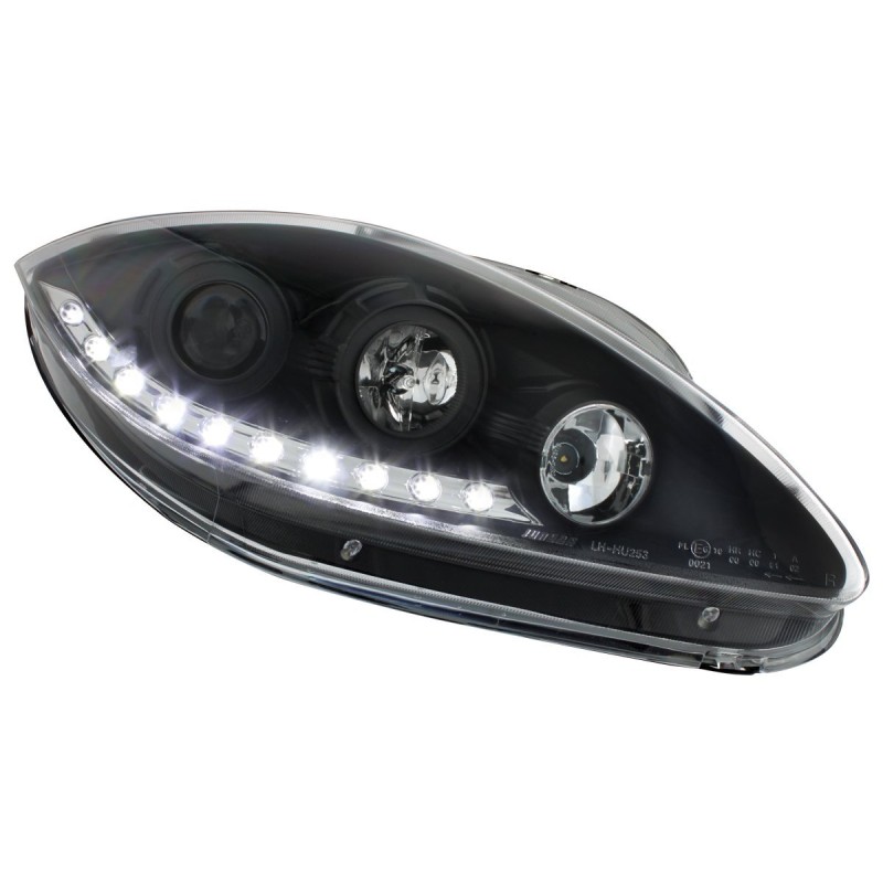 Φανάρια εμπρός Seat Altea /Leon / Toledo (2005-2009) led - black , με λάμπες (Η1) - σετ 2τμχ.