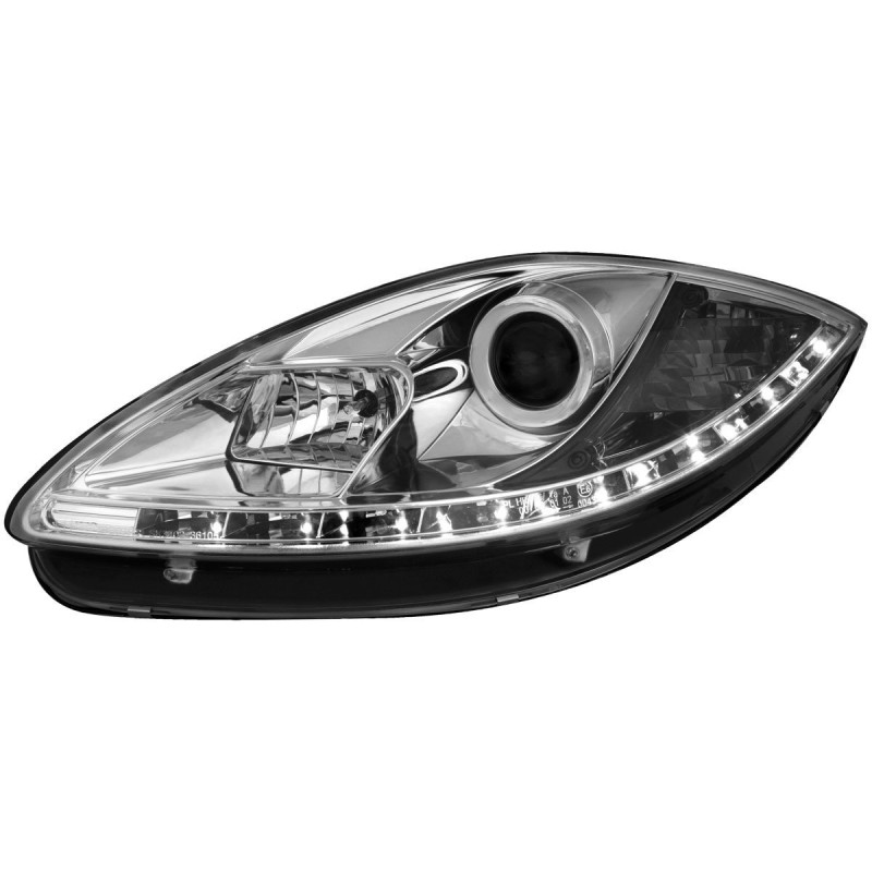 Φανάρια εμπρός Seat Altea /Leon / Toledo (2005-2009) led - chrome , με λάμπες (Η1) - σετ 2τμχ.