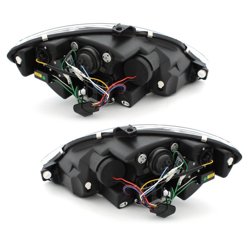 Φανάρια εμπρός Seat Altea /Leon / Toledo (2005-2009) led - μαύρα , με λάμπες (Η1) - σετ 2τμχ.