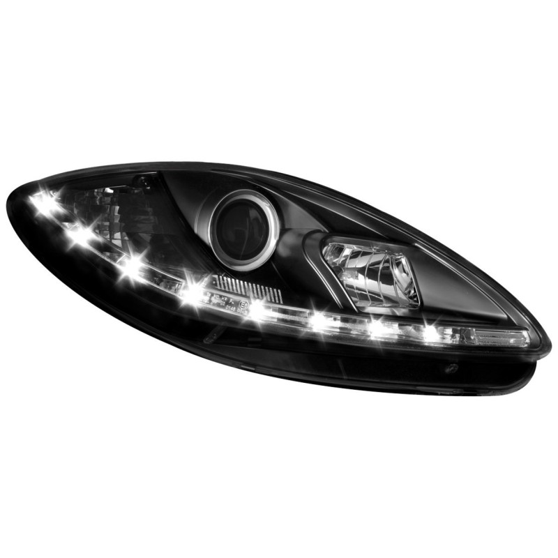Φανάρια εμπρός Seat Altea /Leon / Toledo (2009-2012+) led - μαύρα , με λάμπες (Η1) - σετ 2τμχ.