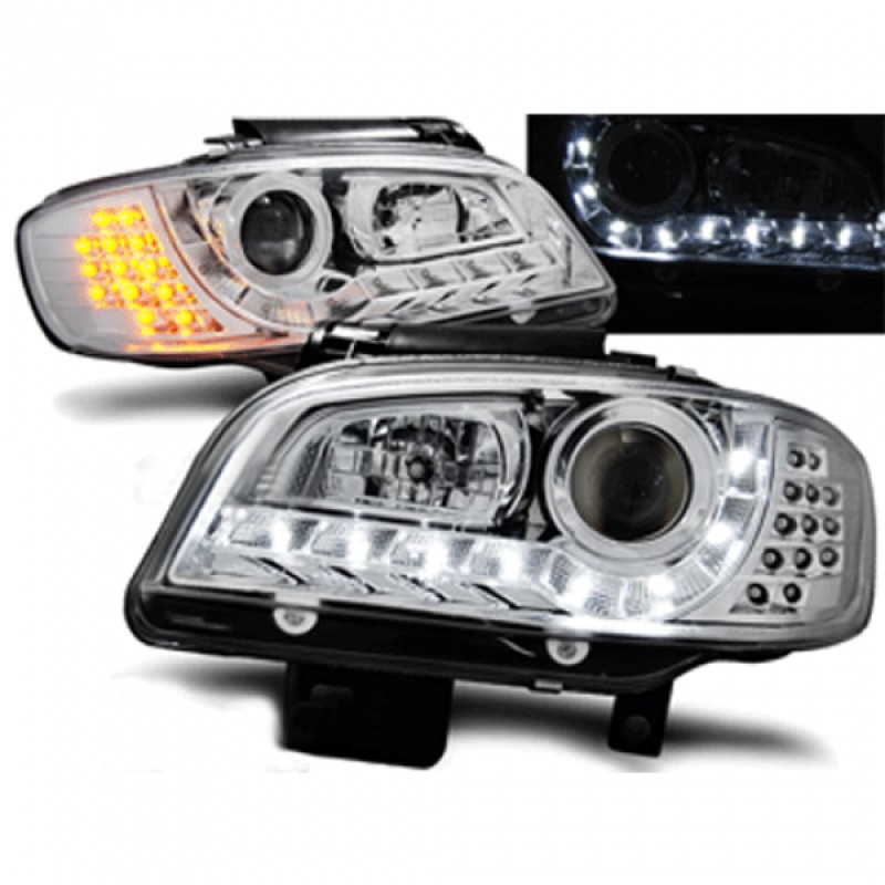Φανάρια εμπρός Seat ibiza 6K2 (2000-2002) led - χρωμίου , με λάμπες (Η1) - σετ 2τμχ.