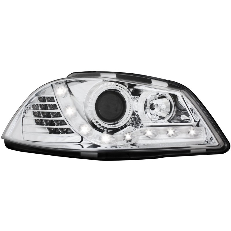 Φανάρια εμπρός Seat ibiza 6L (2003-2008) led - chrome , με λάμπες (Η1) - σετ 2τμχ.