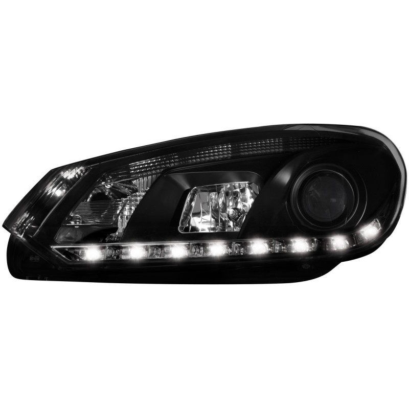 Φανάρια εμπρός Vw Golf 6 , black , με λάμπες (Η1) led - σετ 2τμχ.