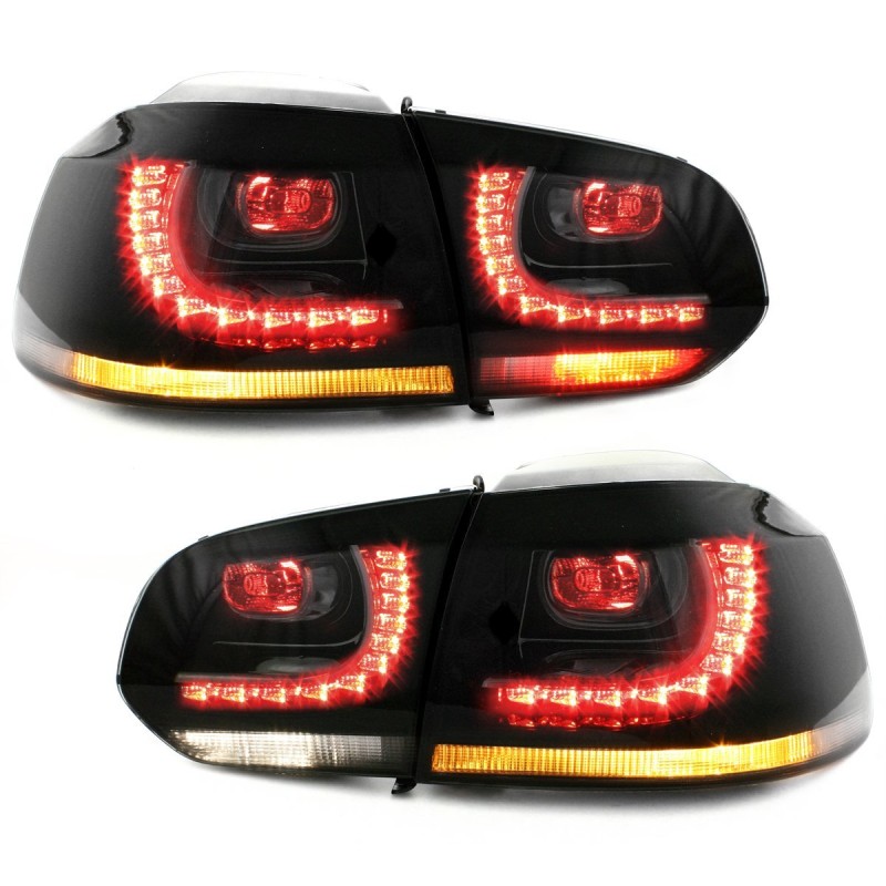 Πίσω φανάρια led Vw Golf 6 - μαύρα - σετ 2τμχ.