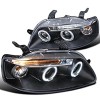 Φανάρια εμπρός Chevrolet Aveo (2003-2006) led angel eyes - chrome , με λάμπες (Η1) - σετ 2τμχ.